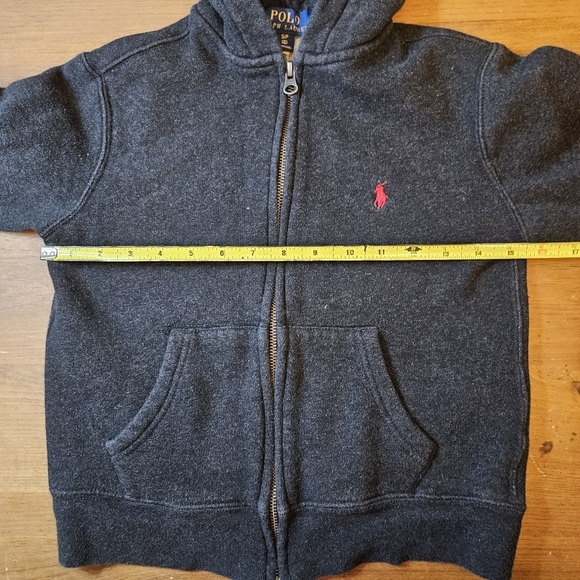 Polo Ralph Lauren Hoodie Boys Size Small (8) Gray Full Zip Long Sleeve Pockets - Picture 8 of 10